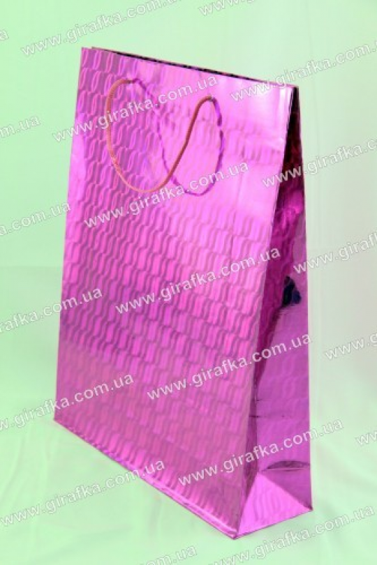 Пакет подарочный голографический розовый 38*38*12 см Фото