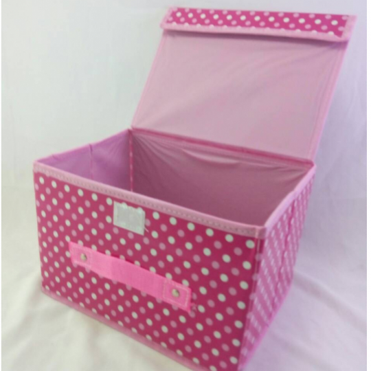Ящик для хранения, ПВХ 26*20*16 см розовый в горошек Фото