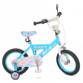 Велосипед детский PROF1 16д. L16133 (1шт) Butterfly 2,голубой, звонок,доп.колеса