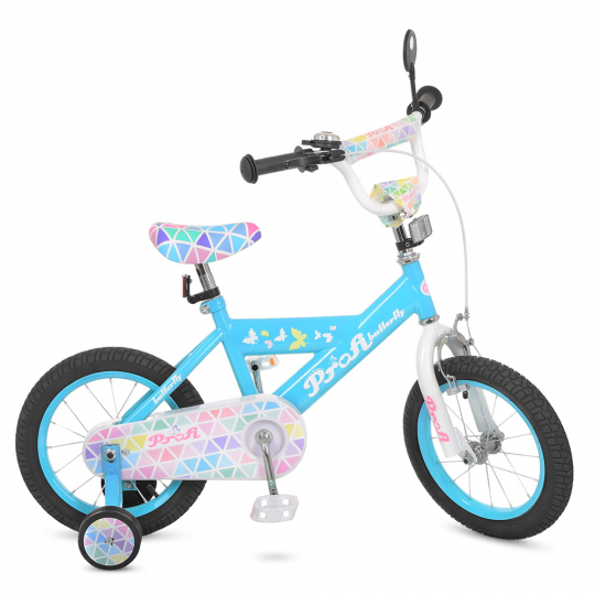 Велосипед детский PROF1 16д. L16133 (1шт) Butterfly 2,голубой, звонок,доп.колеса Фото