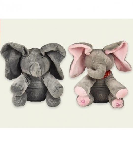 Мягкая игрушка M1691 (24шт) музыкальный слон, 2 вида, поет песню, шевелит ушами,28*20*30, в пакете Фото