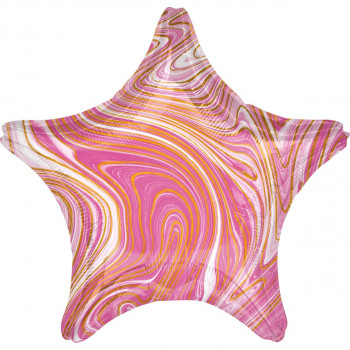 Фольгированные шары с рисунком 3202-2731 а 18&quot; звезда агат розовый pink marble s18