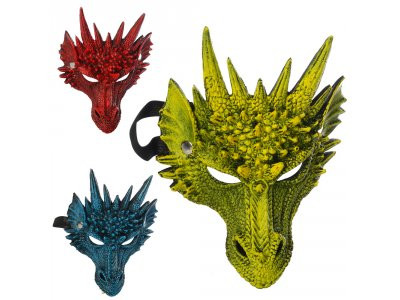 Маска MK 3958 (48шт) дракон, 3цвета, в кульке, 28-21-7см