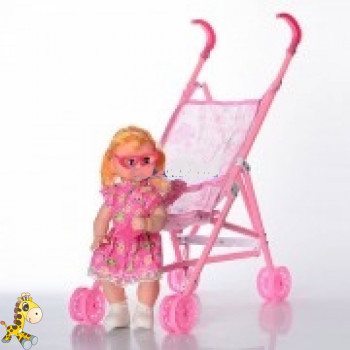Кукла A016 34см., очки, гитара, с коляской 53-36-22,5 см