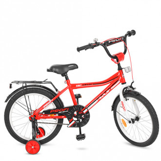 Велосипед детский PROF1 18д. Y18105 (1шт) Top Grade, красный,звонок,доп.колеса