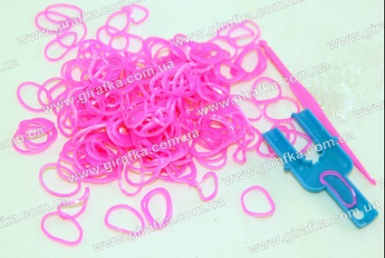 Цветные резинки для плетения 200 штук розовые перламутровые Фото