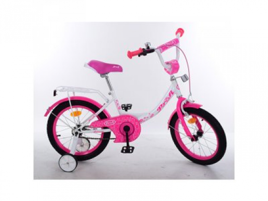 Велосипед детский PROF1 12д. Y1214 (1шт) Princess,бело-малинов.,звонок,доп.колеса Фото