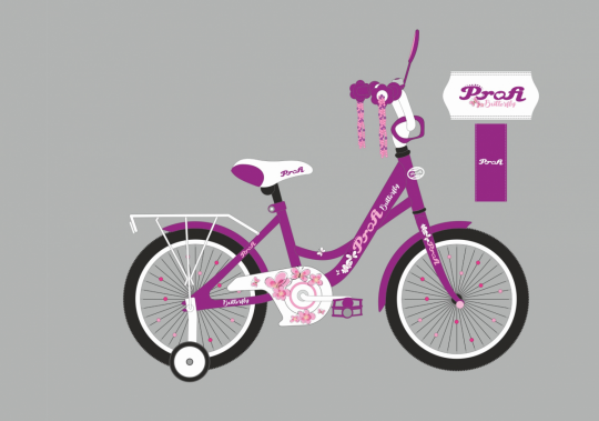 Велосипед детский PROF1 14д. Y1426 (1шт) Butterfly,SKD45,фуксия,звонок,фонарь,доп.кол Фото