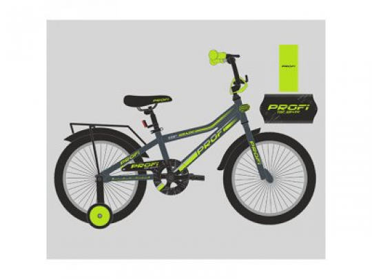 Велосипед детский PROF1 18д. Y18108 (1шт) Top Grade,графит-салат.(мат),звонок,доп.колеса Фото