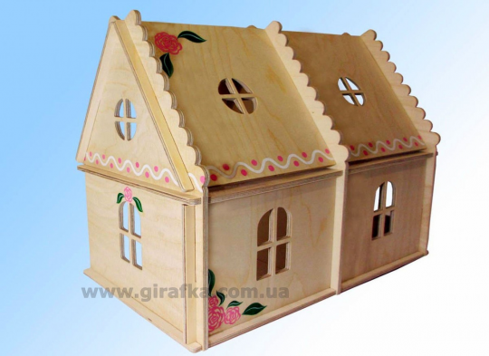 Кукольный домик 2 этажа с росписью Фото