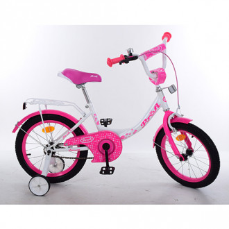 Велосипед детский PROF1 14д. Y1414 (1шт) Princess,бело-малинов.,звонок,доп.колеса