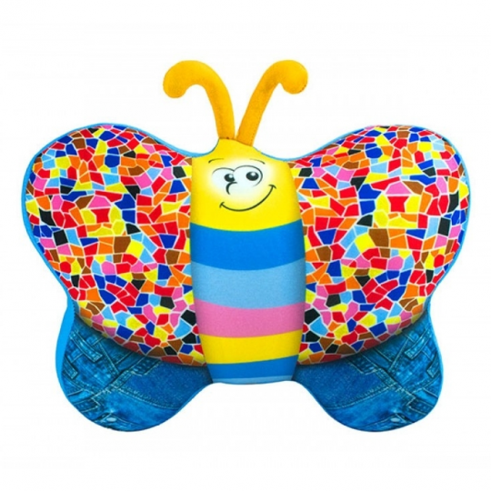 Игрушка антистресс с шариками подушка бабочка джинс Фото