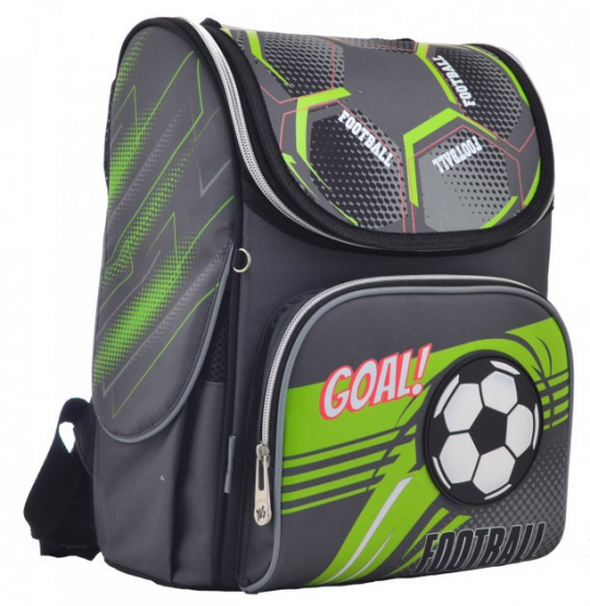 Рюкзак школьный каркасный для мальчика YES H-11 &quot;Football&quot; 12 л 34х26х14 см Серый Фото