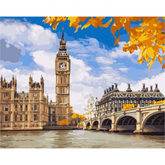Роспись по номерам Городской пейзаж &quot;Осенний Лондон&quot;, в термопакете 40*50см Фото