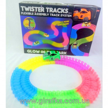 Twister Tracks на 181 деталь +1 машинка аналог Magic Track светящийся трек