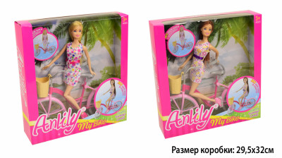 Кукла типа &quot;Барби&quot;Anlily&quot; 2 вида, с велосипедом, в кор.29*7*31см /24-2/