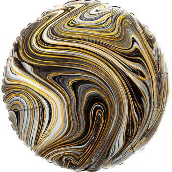 Фольгированные шары с рисунком 3202-2722 а 18&quot; круг агат черный black marble s18