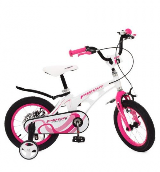 Велосипед детский PROF1 14д. LMG14204 (1шт) Infinity,магнез.рама,бел-розов.,звонок,доп.кол Фото