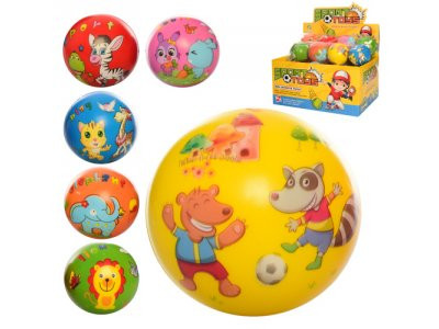 Мяч детский фомовый E3019 (576шт) 7см, животные, 24шт(микс видов) в дисплее, 29,5-22,5-15см