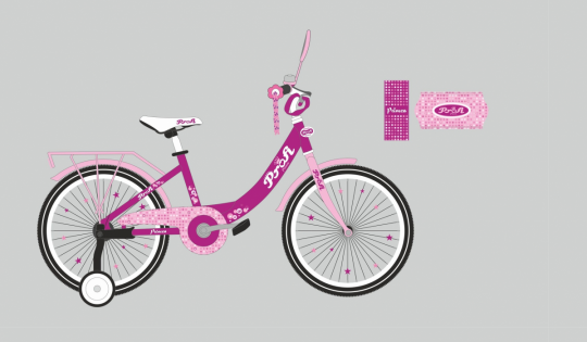 Велосипед детский PROF1 16д. Y1616 (1шт) Princess,SKD45,фуксия,звонок,фонарь,доп.кол Фото