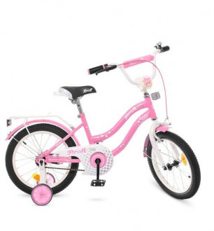 Велосипед детский PROF1 18д. Y1891 (1шт) Star,розовый,звонок,доп.колеса