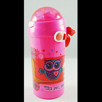Бутылка для воды с трубочкой Kidis The owl world 550 мл., в пак.20*7см