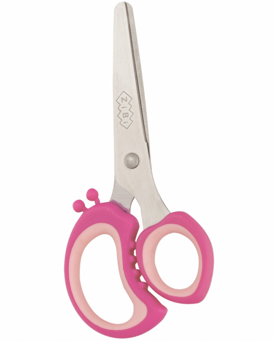 Ножиці дитячі 128мм, пластикові ручки з гумовими вставками, рожевий Фото