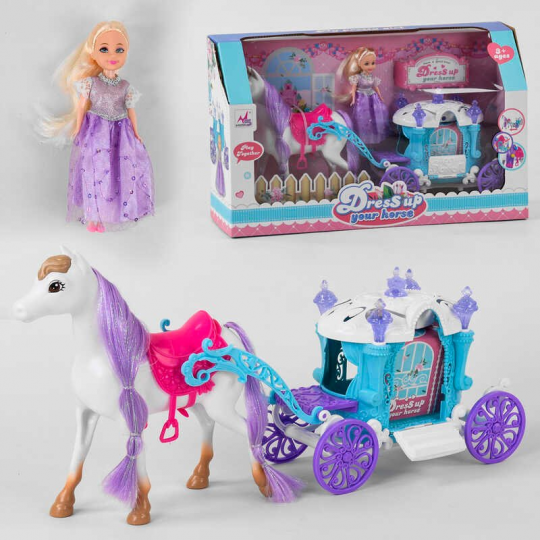Кукла с каретой 5506 кукла, лошадь, в коробке Фото