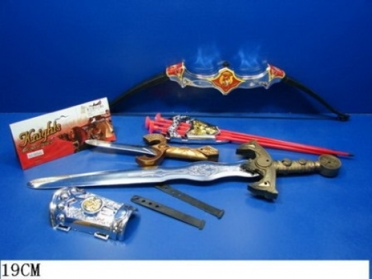 Рыцарский набор 6654A (60шт/2) меч,лук и стрелы,…в пакете 19см Фото