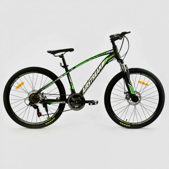Велосипед Спортивный CORSO 26&quot;дюймов JYT 002 - 8047 BLACK-GREEN AIRSTREAM (1) Металл, 21 скорость Фото