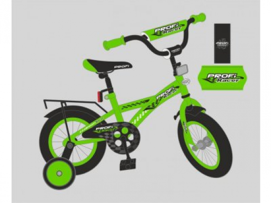 Велосипед детский PROF1 16д. T1636 (1шт) Racer,зеленый,звонок,доп.колеса Фото