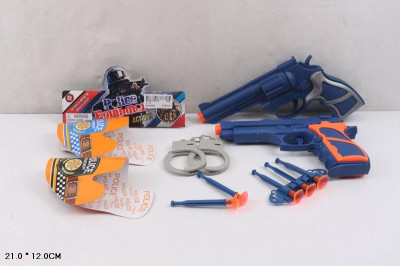 Полицейский набор 11-13 (240шт/2) пистолеты, присоски, кобура, наручники, в пакете 21*12см