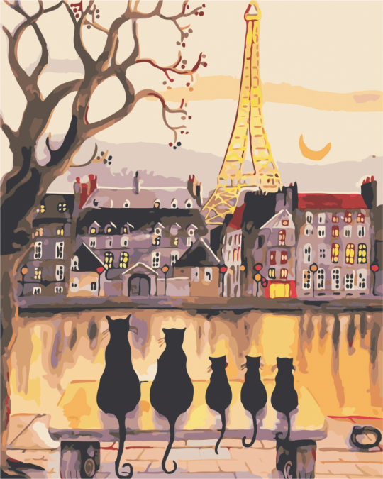 Роспись по номерам &quot;Парижские коты&quot; в кор. 40*50см, ТМ ArtStory Фото