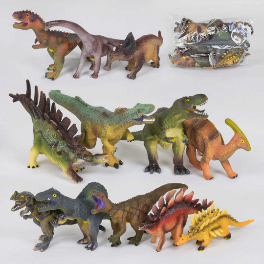 Динозавры музыкальные XDH 359-69 (144/2) 12 видов, мягкие, резиновые, 21-27 см Фото