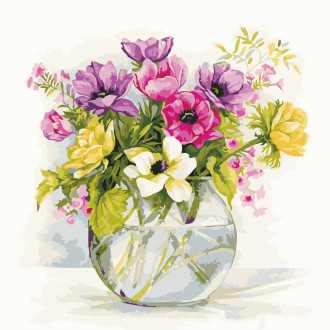 Картина по номерам &quot;Нежные садовые цветы&quot;,  в термопакете  40*40см, ТМ ArtStory