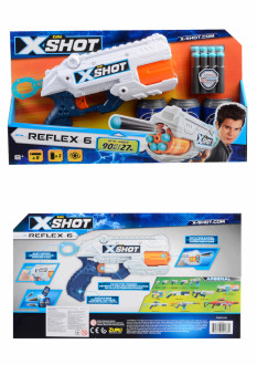 X-Shot Скорострельный бластер EXCEL Reflex (3 банки, 8 патронов) 40*6,5*22см
