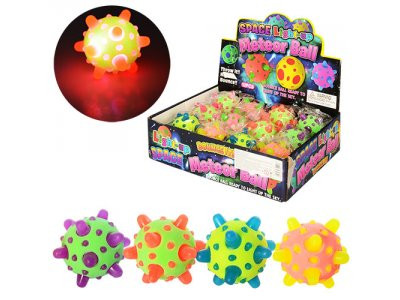 Мяч детский MS 0741 (144шт) резина,7см,в кульке,свет,микс цветов,на бат-ке, 12шт в дисплее,26-19-7см