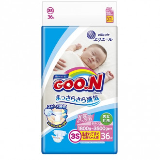 Подгузники GOO.N для маловесных новорожденных 1,8-3,5 кг (р. SSS, на липучках, унисекс,36 шт)