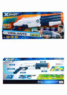 X-Shot Скорострельный бластер EXCEL Vigilante (4 банки, 12 патронов) 70*6,5*26см