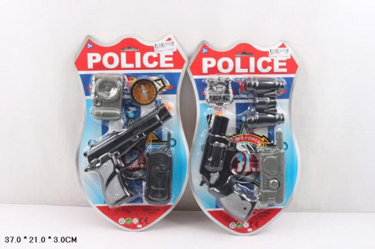 Полицейский набор 23-7 (144шт/2) пистолет, бинокль, рация, на планшетке 37*21*3см Фото