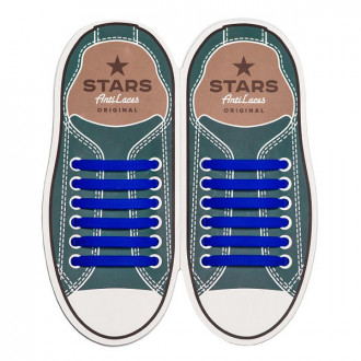 Силиконовые  шнурки AntiLaces Stars, 56,5 мм, 12 шт, синие