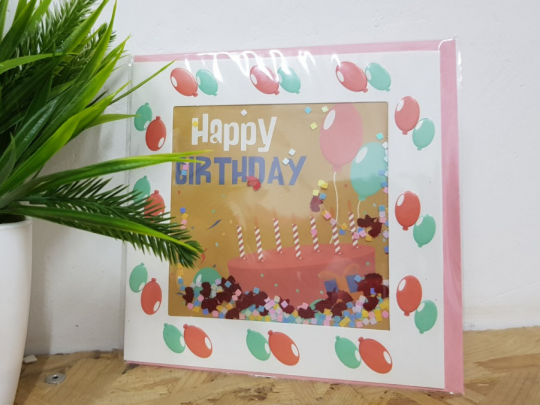 Листівка вітальна З Днем народження (англ) - торт Фото