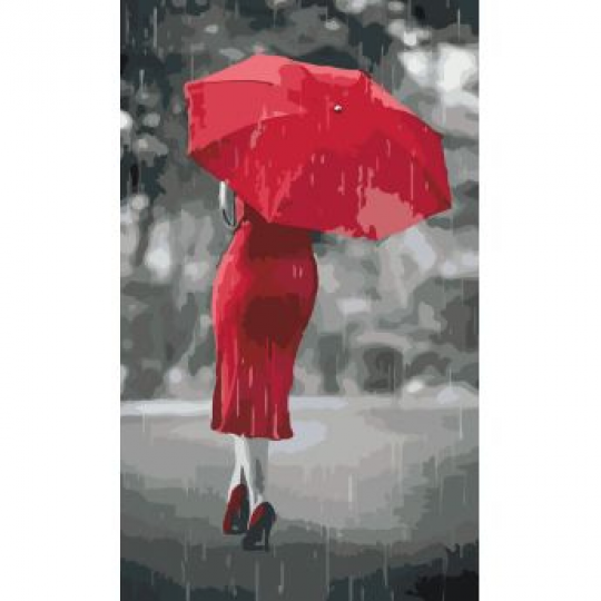Роспись по номерам &quot;Красный зонтик&quot;, в кор.30*50см Фото