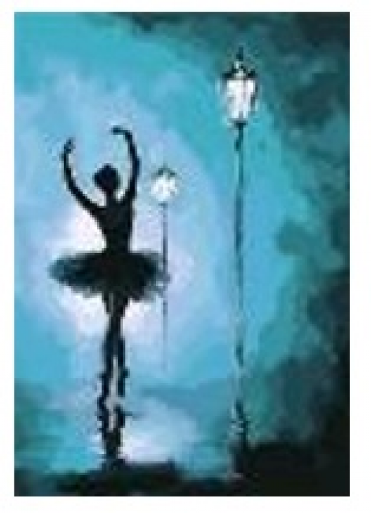 Картина по номерам &quot;Балерина в свете фонарей&quot; 40*50см,крас.-акрил,кисть-3шт.(1*30) Фото