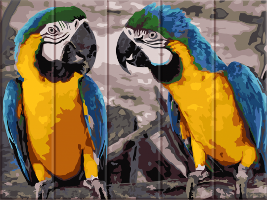 Картина по номерам на дереве &quot;2 попугая&quot; в кор. 30*40см, ТМ ArtStory Фото