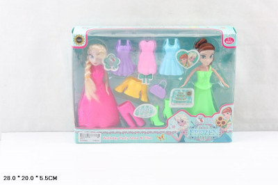 Кукла &quot;Frozen Fever &quot; 300-11 (96шт/3) 2 куклы, с одежды и аксесс - пластик, в кор.28*20*5, 5см