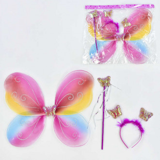 Карнавальный набор для девочки Бабочка C 31255 (300) 3 предмета: крылья, жезл, ободок