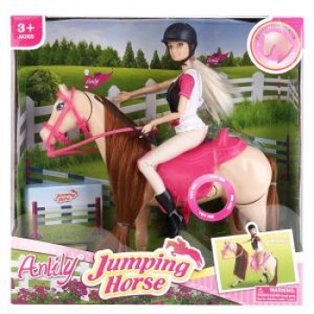 Кукла типа &quot;Барби&quot;Anlily&quot; в костюме наездницы, с лошадью,  лошадь скачет, в кор. 34*11 см