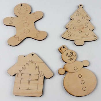 Дерев'яні новорічні іграшки Набір 2 (4 фігурки)