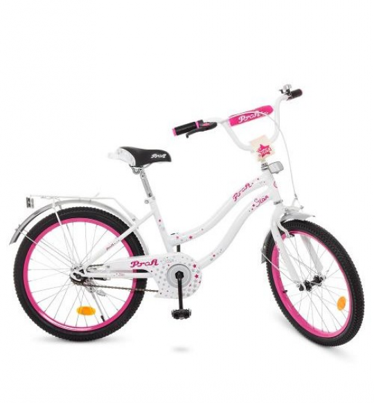 Велосипед детский PROF1 20д. Y2094 (1шт) Star,бело-малинов.,звонок,подножка Фото